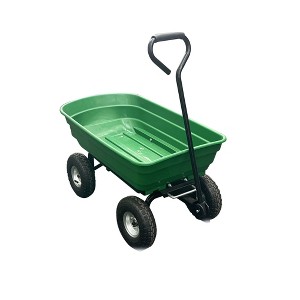Garden Wheelbarrow Cart with 4 Wheels, Heavy-Duty Utility Wagon, 600 lb Capacity, Dump Feature, Green - 1 of 4