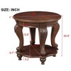 Hostack 22'' Retro Round End Table, Solid Wood Sofa Side Table with Shelf for Living Room, Cherry - 3 of 4