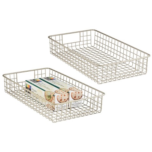 mDesign Metal Wire Food Storage Slim Basket Organizer with Handles for