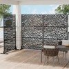 Wooakway 142"W x 72"H Black Metal Trellis Panel Outdoor Garden Privacy Screen with Scroll Design Indoor Room Divider for Patio Balcony and Yard Decor - 3 of 4