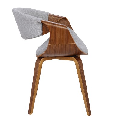 Curvo 22'' Walnut and Grey Contemporary Upholstered Side Chair