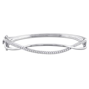 EVERLY JEWELRY | Sterling Silver 1/2 CT DEW Created White Moissanite Bangle - 1 of 4