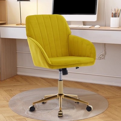 NicBex Office Chair Modern Height Adjustable Ergonomic Chair Computer Chair with 5 Casters and Golden Base for Office, Study, Bedroom, Bright Yellow