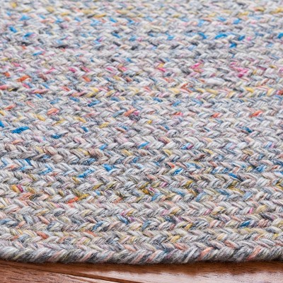 Handwoven Yellow and Grey Round Braided Rug, 5 ft