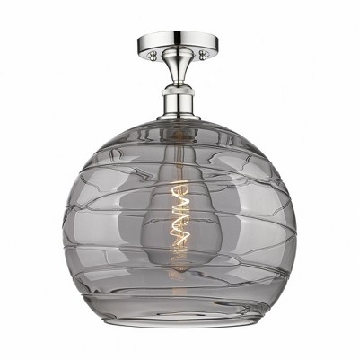 Athens Deco Swirl - 1 Light Semi-Flush Mount In Industrial Style-15.25 Inches Tall and 13.75 Inches Wide