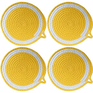 Home Mart Goods Yellow Extra Thick Woven Trivet Round Placemats Hot Potholder Mat Heat Resistant - 9.8"x9.8"(Pack of 4) - 1 of 4