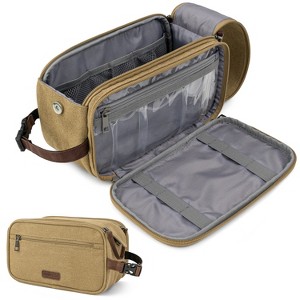 PAVILIA Toiletry Bag for Men Women, Canvas Travel Dopp Kit, Water Resistant Hygiene Toiletries Organizer, Shaving Accessories Bag - 1 of 4