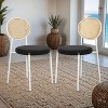 LeisureMod Velvet Dining Chair with Rattan Back, Set of 2 Side Kitchen Chair with Stainless Steel Base Euston Collection - 3 of 4