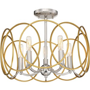 Minka Lavery Modern Ceiling Light Semi Flush Mount Fixture 18 1/4" Honey Gold Polished Nickel 6-Light for Bedroom Kitchen Hallway - 1 of 3