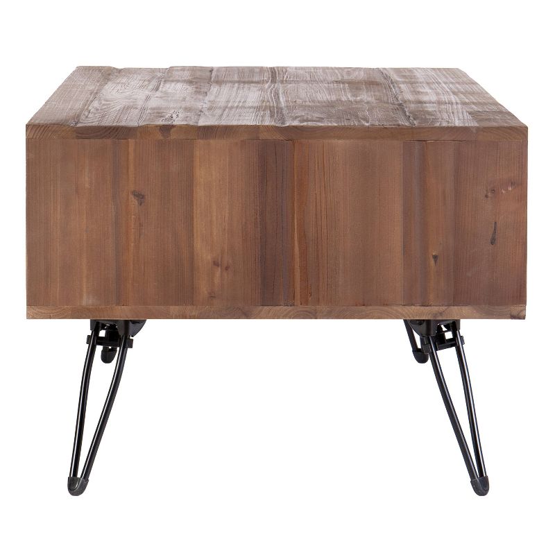 42&#34; Reclaimed Wood Rectangle Farmhouse Coffee Table with Metal Legs and Storage Natural/Brown - The Urban Port, 4 of 15