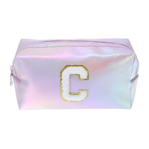 Unique Bargains Women's Durable Letter C Cosmetic Bag Purple 1 Pc - 1 of 3