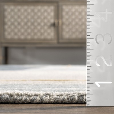 Blue and Gray Tufted Wool Stripe Area Rug 4' x 6'