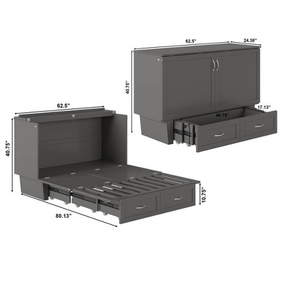 Espresso Queen Murphy Bed Chest with Single Drawer