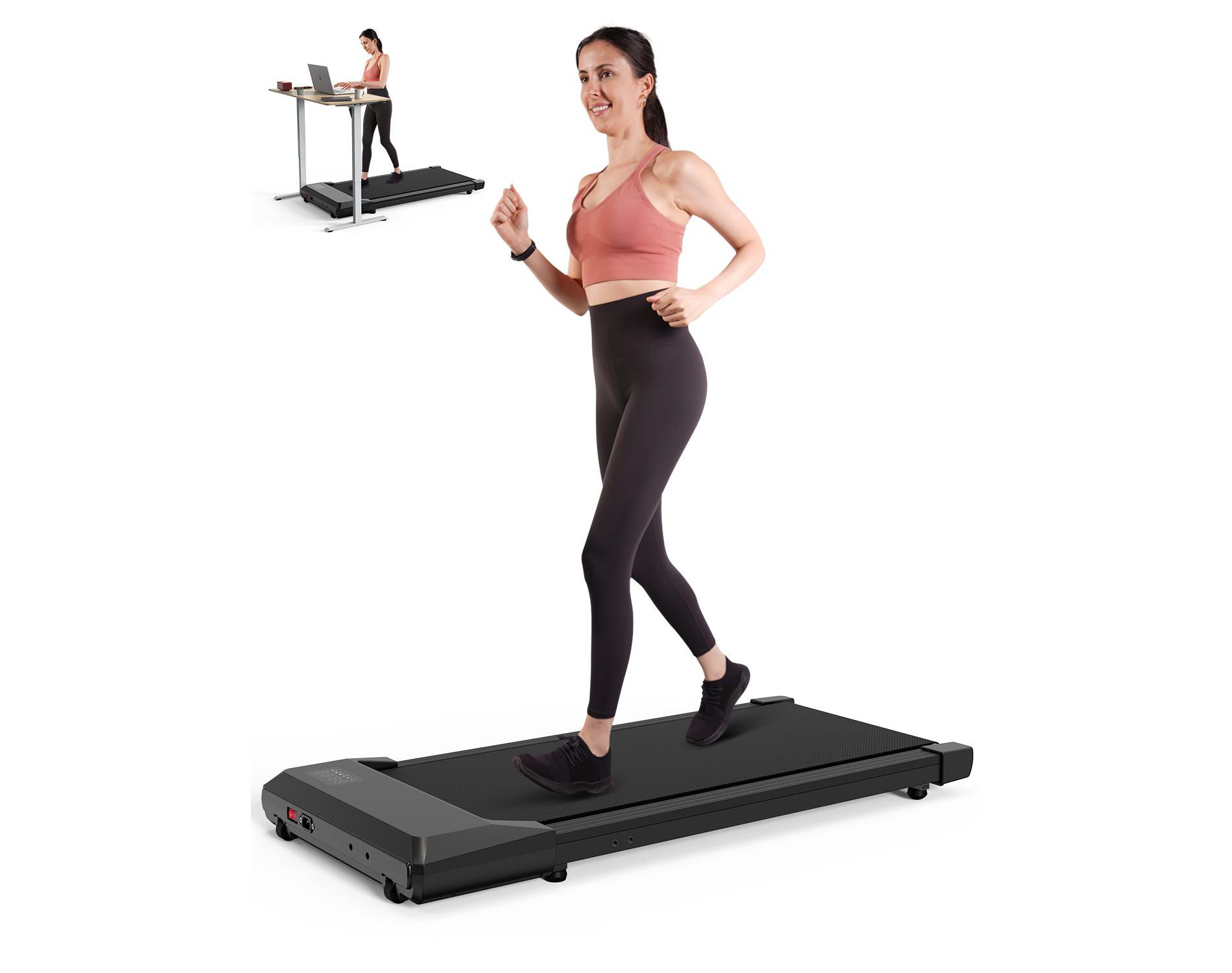 DeerRun Walking Pad Mini 80cm belt Under Desk Treadmill ,2 in 1 Portable Treadmill for Home/Office/Exercise(Black)