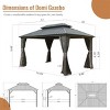 10X14 FT Outdoor Aluminum Patio Gazebo,Gazebo With Double Roof Canopy And Curtains,Galvanized Steel Hardtop Permanent Gazebo-Coolbibila - 4 of 4