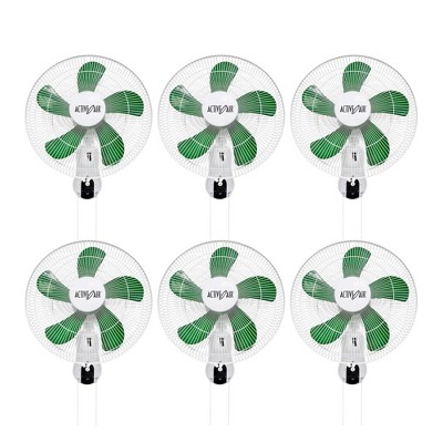Hydrofarm Active Air ACF16 16 Inch 3 Speed Wall Mountable 90 Degree Heavy Duty Hydroponic Grow Oscillating Fan w/ Spring Loaded Plastic Clip (6 Pack)