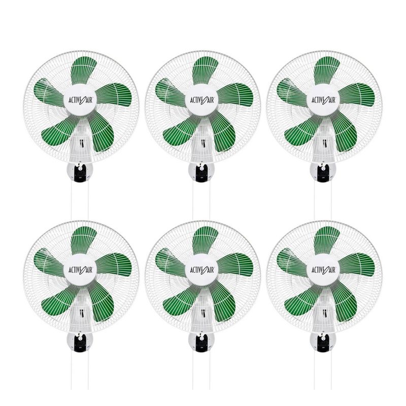 Hydrofarm Active Air ACF16 16 Inch 3 Speed Wall Mountable 90 Degree Heavy Duty Hydroponic Grow Oscillating Fan w/ Spring Loaded Plastic Clip (6 Pack), 1 of 6