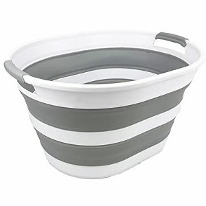 SAMMART 23L (6 Gallons) Collapsible Plastic Oval Laundry Basket / Wash Tub - 1 of 4
