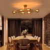 PAKOKULA 6-Light Gold Sputnik Modern Linear Bubble Chandelier with Amber Glass Shade - 4 of 4