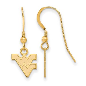 Black Bow Jewelry 14k Yellow Gold Plated Sterling Silver West Virginia Mountaineers NCAA Dangle Earrings - 1 of 3