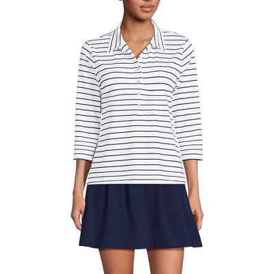 Lands' End Women's 3/4 Sleeve Active Polo Shirt