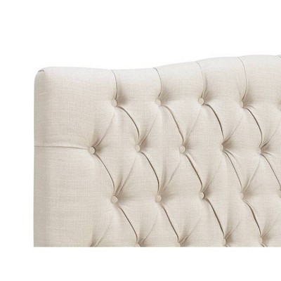 Cream Tufted Upholstered Queen Headboard with Wood Frame