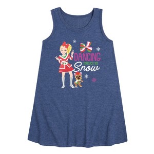 JoJo Siwa Dancing Through The Snow Graphic Sleeveless Aline Dress - Heather Navy - Small - 1 of 4