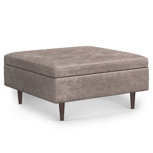 WyndenHall Blanchette Mid Century Large Square Coffee Table Storage Ottoman - 1 of 4