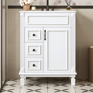ORRD 24" Bathroom Vanity with Ceramic Sink, Modern Storage Cabinet with 2 Drawers & Adjustable Shelf - 1 of 4