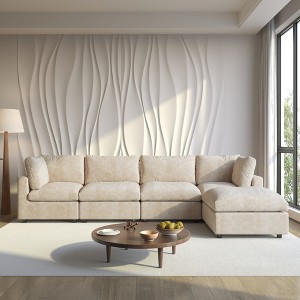 Cloud Couch Modular Sectional Sofa,134" L Shaped Couch, Oversized Convertible Wide Seater,4 Seater With Ottoman For Living Room Set - 1 of 4