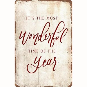 Lomsoe Vintage Christmas Sign It's The Most Wonderful Time of The Year Metal Tin Signs for Home Living Room Decor Christmas Gift 8x12 Inches - 1 of 1