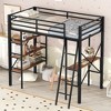 TIRAMISUBEST Twin Size Loft Bed with Storage Shelves and Bulit-in Desk, Metal Loft Bedframe with Ladder and Guardrails - 2 of 4