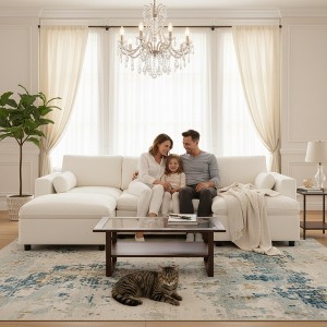 Whisen Modern Design Chenille Modular Sectional Sofa with Storage Pockets, Pillows and 2 Movable Ottomans - 1 of 4