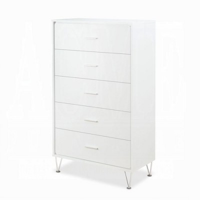 NicBex 5 Drawer Dresser for Bedroom,White Wooden Drawers with Metal Handle,Dressers for Kids Room,Living Room,Entry and Hallway,White