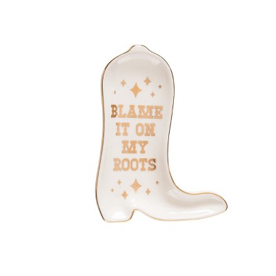Totalee Gift Blame It On My Roots Trinket Tray Ceramic gold
