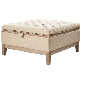 Flora Upholstered Storage Cocktail Ottoman with solid wood legs | HULALA HOME - 1 of 4