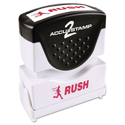 Accustamp2 Pre-Inked Shutter Stamp with Microban Red RUSH 1 5/8 x 1/2 035590