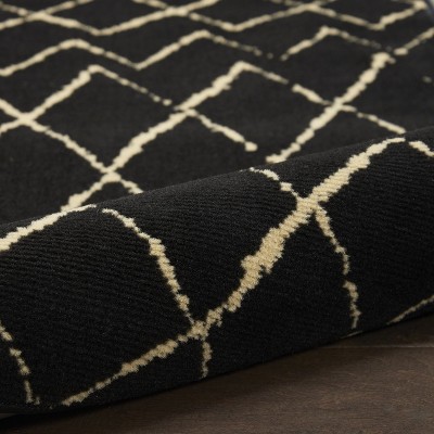 Black and Cream Moroccan Diamond 6' x 9' Area Rug