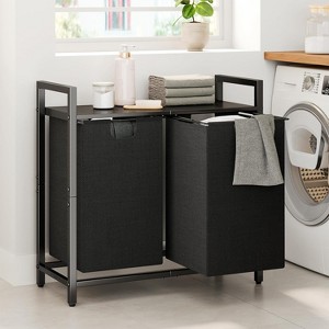 Laundry basket organizer with shelves and 2 detachable bags, for dirty laundry baskets in the laundry room, bathroom, and dormitory - 1 of 4