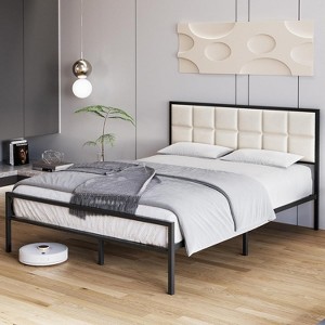 Full Size Metal Bed Frame, 10.8''Under Bed Storage, Headboard and Footboard, Metal Bed Mattress Foundation, No Box Spring Needed - 1 of 4