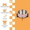 THE LICKER STORE Intersecta Small/Medium Concrete & Stainless Steel Bowl 16oz (2 Cups) w/ Metal Stand Pet Feeder - 3 of 4