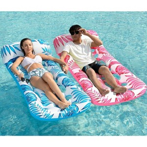 Jasonwell 2-Pack Inflatable Pool Float Loungers, 71"x31", Blue & Rose for Adults, Swimming, Lake, Beach & Party Floats - 1 of 4
