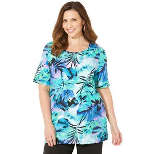 Catherines Women's Plus Size Suprema Ultra-Soft Scoopneck Tee - 1 of 4
