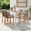 VINGLI Outdoor Counter Height Bar Stools Set of 2, Rattan Outdoor Barstools Boho Woven Patio Bar Stools with Backrest Garden Balcony Pool Bar Chairs - 2 of 4