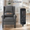 AMERLIFE Pushback Recliner Chair, Modern Fabric Wingback Armchair with Storage Pockets and Wood Legs, Linen, Dark Grey - 4 of 4