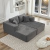 76" Cloud L-Shaped Sectional Couch with Double Chaise,Modular Deep Seat Gray Corduroy Sofa for Living Room,Modern Plush Sectional Couch-Coolbibila - 2 of 4