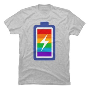 Adult Design By Humans Pride Charging Battery By PINHEAD66 T-Shirt - 1 of 2