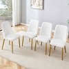 Gulches White Gold Breathable PU Leather Modern Dining Chair Set of 4 with Sleek Backrest and Sturdy Metal Legs - 3 of 4