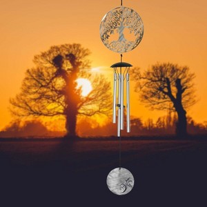 Woodstock Wind Chimes Signature Collection, Woodstock Flourish Chime, 18" Tree of Life Silver Wind Chime FLTL - 1 of 4