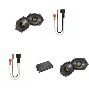 Kicker (2 Pair) 46CSC684 6x8" Coaxial, 46CXA3604 4 Ch Amp and Speaker Harness Compatible with 98-Up Ford Bundle - 1 of 4